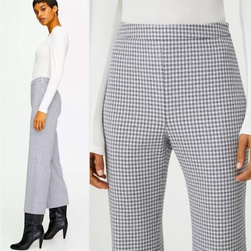 Aritzia Wilfred Gingham Kick Flare High Rise Pants Size 8 - 23044